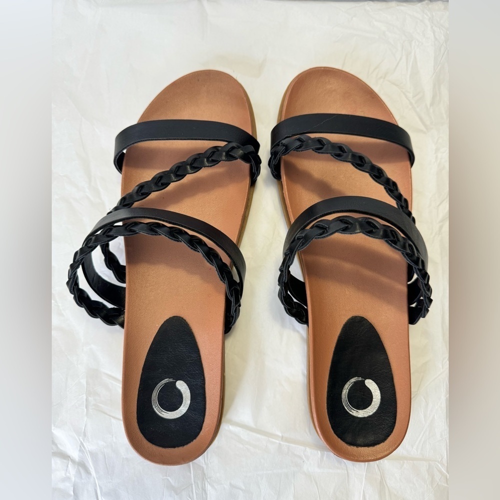 Journee Collection Womens Black Espadrille Sandals Slide Slip On Shoes Size 10 - Picture 2 of 5